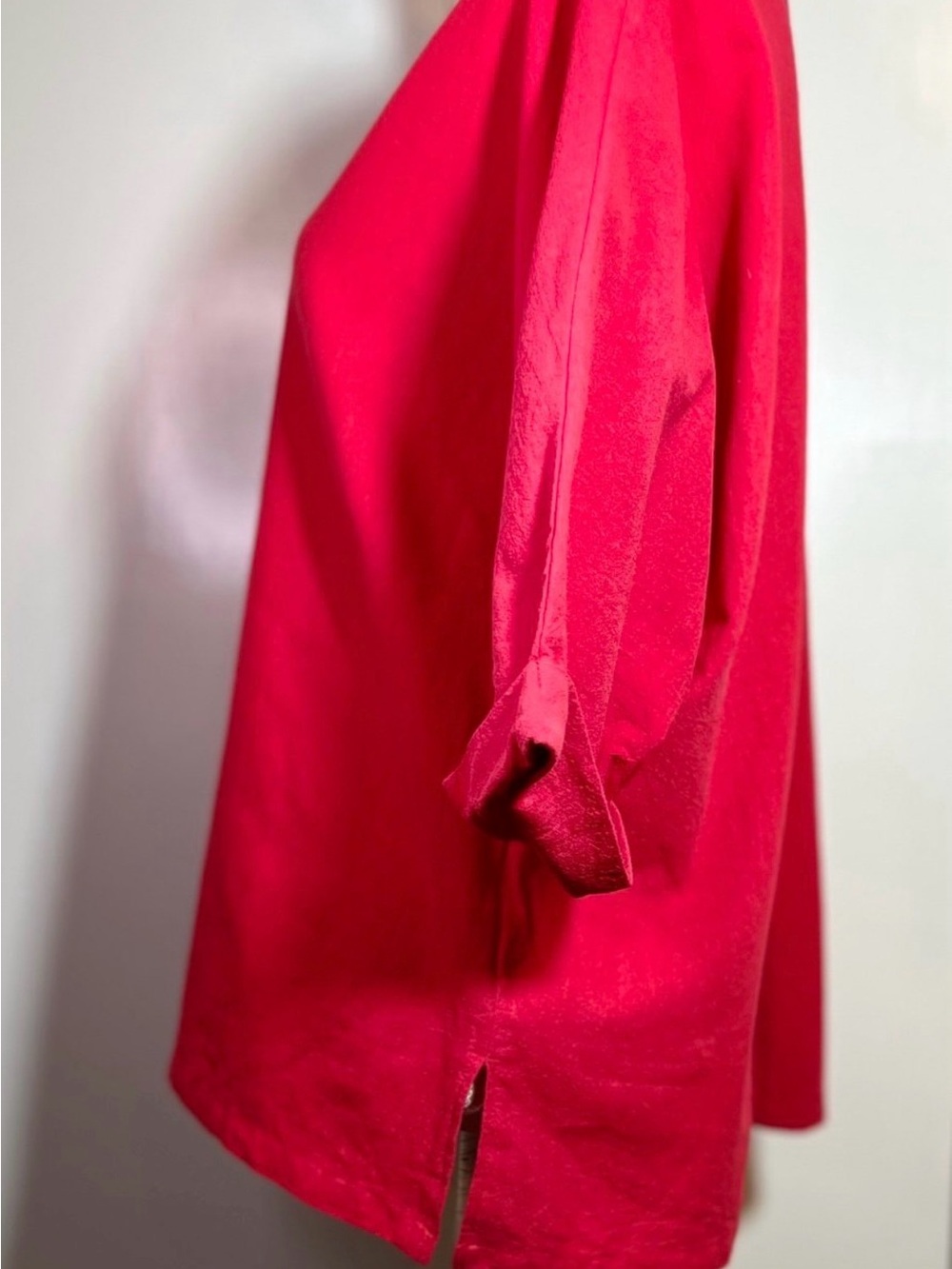 2 - Tops Bundle - 1- Red Linen/Cotton and 1-White Cotton Button Down Large - Picture 3 of 15